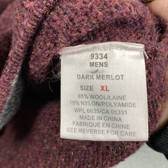 VTG Woolrich Sweater Vest Men's XL Maroon Red Wool Nylon - Picture 6 of 8